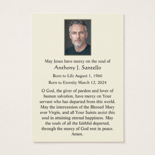 Carte de prière commémorative catholique St. Micha (Dos)