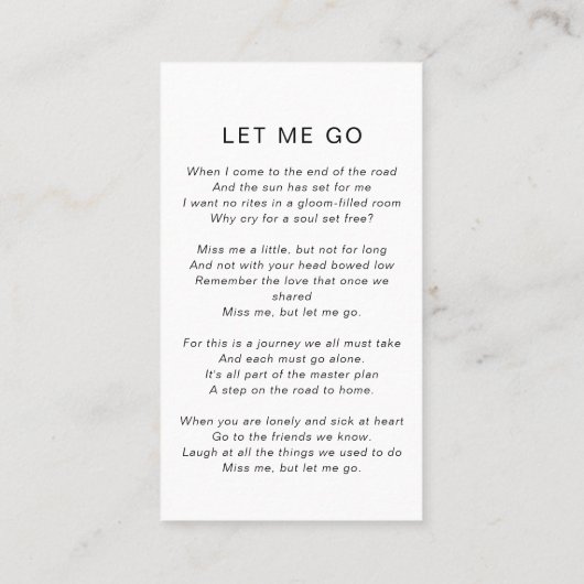 Carte de prière commémorative | Célébrer le cercle (Dos)