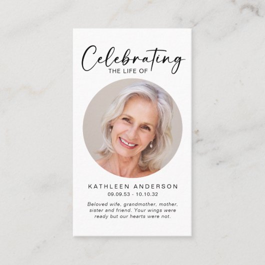 Carte de prière commémorative | Célébrer le cercle (Devant)