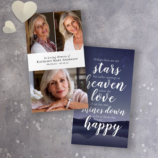 Carte de prière commémorative Collage de photos