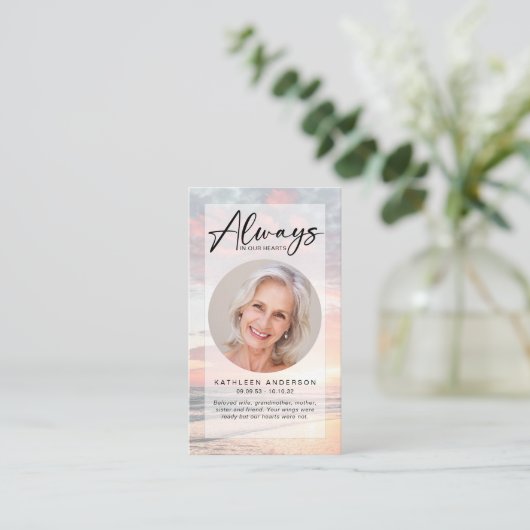 Carte de prière commémorative | Coucher de soleil (Debout devant)