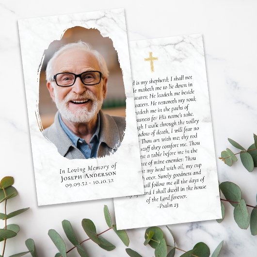 Carte de prière commémorative Croix de la photo en