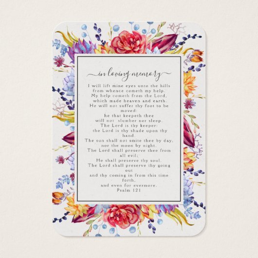 Carte de prière commémorative de funérailles (Dos)