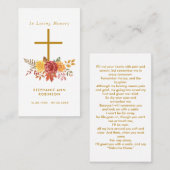 Carte de prière commémorative de funérailles crois (Devant / Derrière)