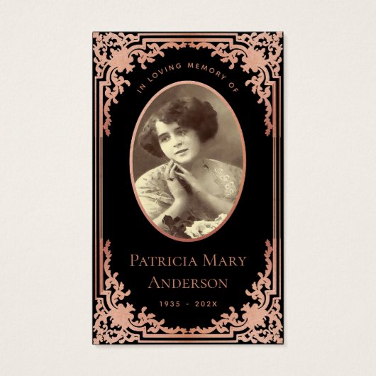 Carte de prière commémorative de funérailles rose  (Devant)