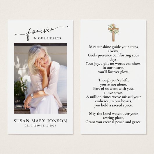 Carte de prière commémorative de la croix d'aquare (Devant & derrière)