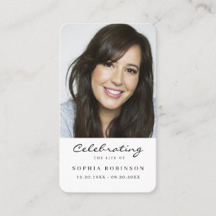 Carte de prière commémorative de la fête de la vie