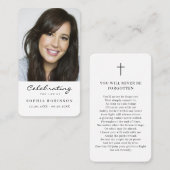 Carte de prière commémorative de la fête de la vie (Devant / Derrière)