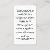 Carte de prière commémorative de la fête de la vie (Dos)