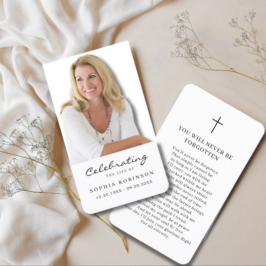 Carte de prière commémorative de la fête de la vie