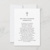 Carte de prière commémorative de la fête de la vie (Dos)