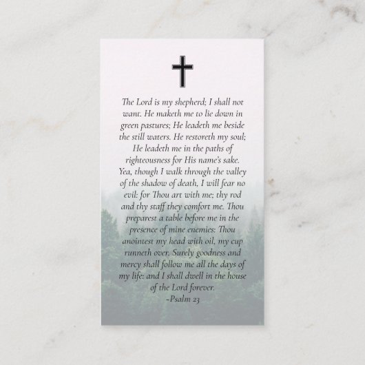 Carte de prière commémorative de la forêt ovale (Dos)