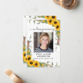 Carte de prière commémorative de la photo de tourn (Devant/Arrière en situation)