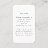 Carte de prière commémorative de la photo funérair (Dos)