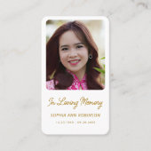 Carte de prière commémorative de la photo funérair (Devant)