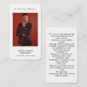 Carte de prière commémorative de la photo funérair (Devant / Derrière)