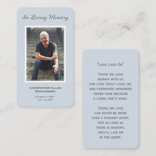Carte de prière commémorative de la photo funérair (Devant / Derrière)