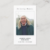 Carte de prière commémorative de la photo funérair (Devant)