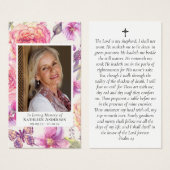 Carte de prière commémorative de la photo rose (Devant & derrière)