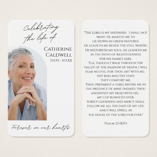 Carte de prière commémorative de l'arc moderne (Devant & derrière)