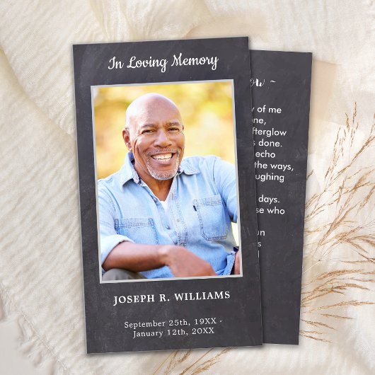 Carte de prière commémorative de l'ardoise rustiqu