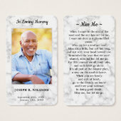 Carte de prière commémorative de l'enterrement de  (Devant & derrière)