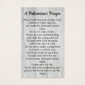 Carte de prière commémorative de l'officier de pol (Dos)