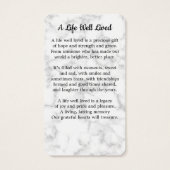 Carte de prière commémorative de marbre Premium (Dos)