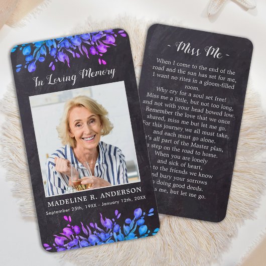 Carte de prière commémorative de mémoire funéraire