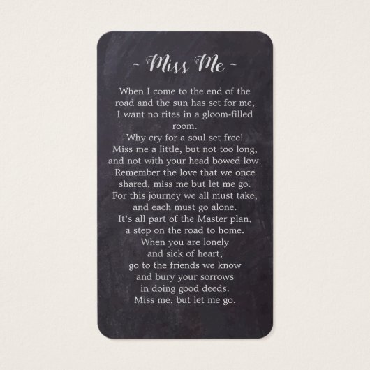 Carte de prière commémorative de mémoire funéraire (Dos)