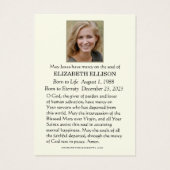 Carte de prière commémorative de Noël (Dos)