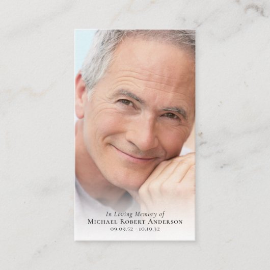 Carte de prière commémorative de photo complète du (Devant)