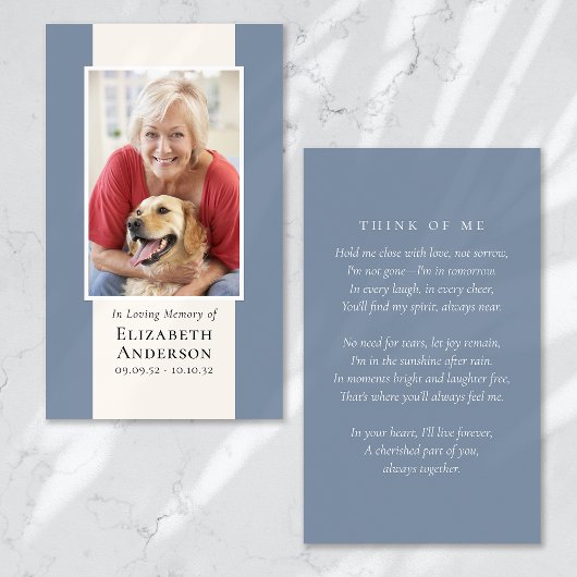 Carte de prière commémorative de photo moderne