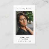 Carte de prière commémorative de photos funéraires (Devant)