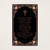 Carte de prière commémorative de script rose noir (Dos)