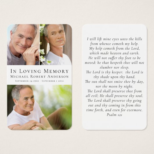 Carte de prière commémorative de Sympathy simple P (Devant & derrière)