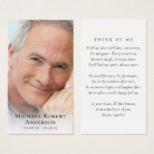 Carte de prière commémorative de Sympathy simple P (Devant & derrière)