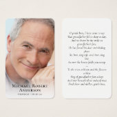 Carte de prière commémorative de Sympathy simple P (Devant & derrière)