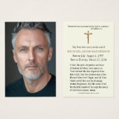 Carte de prière commémorative des funérailles (Devant & derrière)