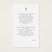 Carte de prière commémorative des funérailles cath (Dos)