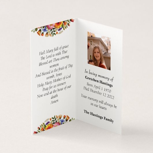 Carte de prière commémorative des funérailles cath (Inside)