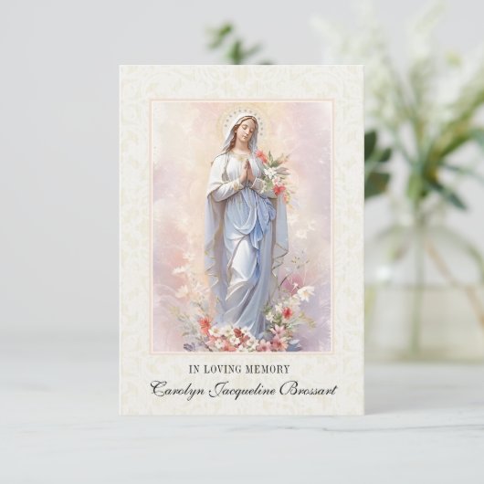 Carte de prière commémorative des funérailles cath (Debout devant)