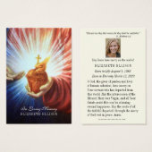 Carte de prière commémorative des funérailles de J (Devant & derrière)