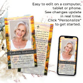 Carte de prière commémorative des funérailles des 