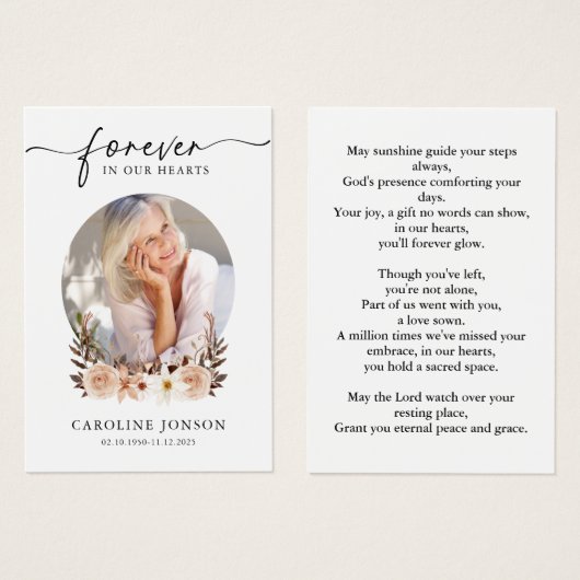 Carte de prière commémorative des funérailles flor (Devant & derrière)