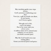 Carte de prière commémorative des funérailles flor (Dos)