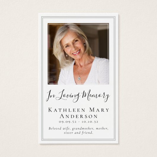 Carte de prière commémorative des funérailles papi (Devant)