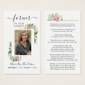 Carte de prière commémorative des funérailles rose (Devant & derrière)