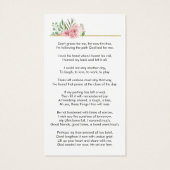 Carte de prière commémorative des funérailles rose (Dos)