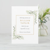 Carte de prière commémorative des funérailles vert (Debout devant)